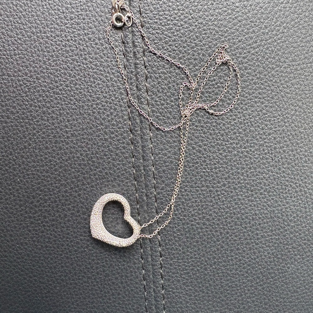 Sterling silver cubic zirconia heart necklace. Perfect for any occasion